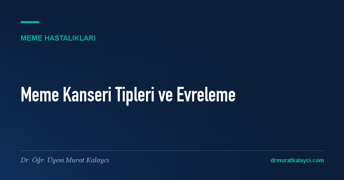 Meme Kanseri Tipleri, Sınıflandırma ve Evreleme